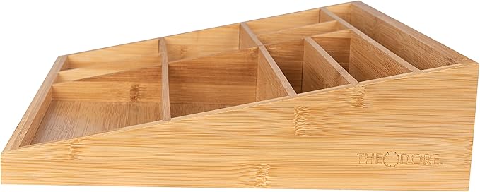 Theodore Bamboo Desk Organizer, 10 Compartment Desktop Organizer for Office Supplies, Mail, Pens and Notebooks, Wooden Countertop Organizer for Home Office Desk
