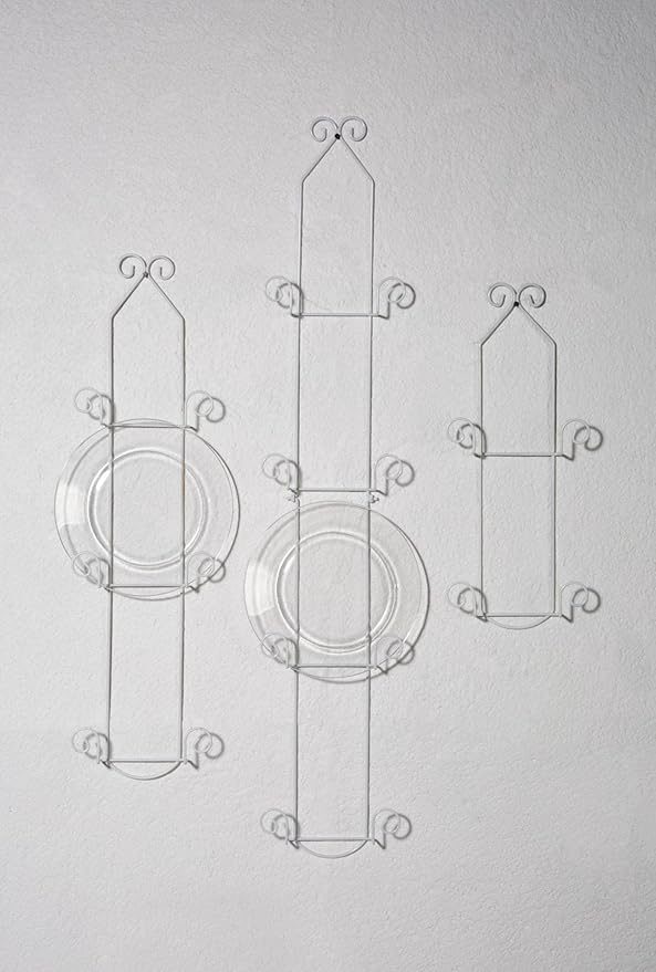 Tripar 4 Tier Vertical White Plate Rack for Collectible Plates, Plaques, Dishes, & China
