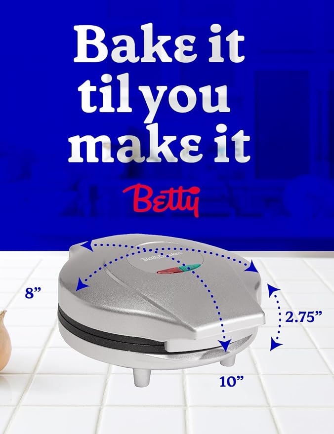 Betty Crocker 8" Travel Pizza Maker Plus, Indoor Electric Grill With Insulated Travel Bag, Nonstick Pan for Pizzas, Quesadillas, Nachos and more, Personal Pizza Machine for Delicious Meals, Silver