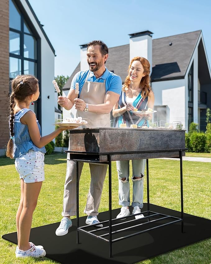 Under Grill Mat for Outdoor Grill, 24 x 42inch Double-Sided Fireproof Grill Pad,Perfect for Outdoor Barbecue Spots,Fireproof, Waterproof, and Oilproof BBQ Protector for Decks and Patios