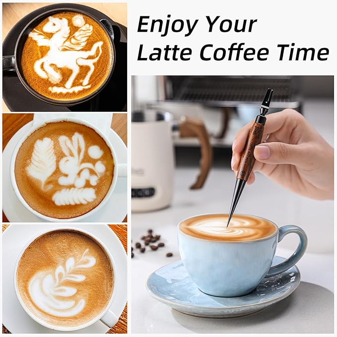 Bincoo Milk Frothing Pitcher with Latte Art Pen Espresso Milk Frothing Pitcher Stainless Steel 20oz/600ML Coffee Milk Frother Cup with Measurement Lines,Ergonomic Handle for Latte Art & Cappuccino