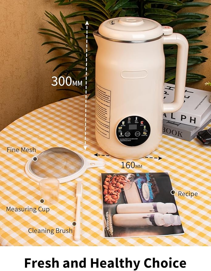 8 in 1 Nut Milk Maker Machine, 50oz Automatic Soy Milk Maker with 10 Blades, Blender for Plant Based Milk, Oat, Almond, Juice, Rice Paste &More with Delay Start, Keep Warm, Boil Water, Self Cleaning