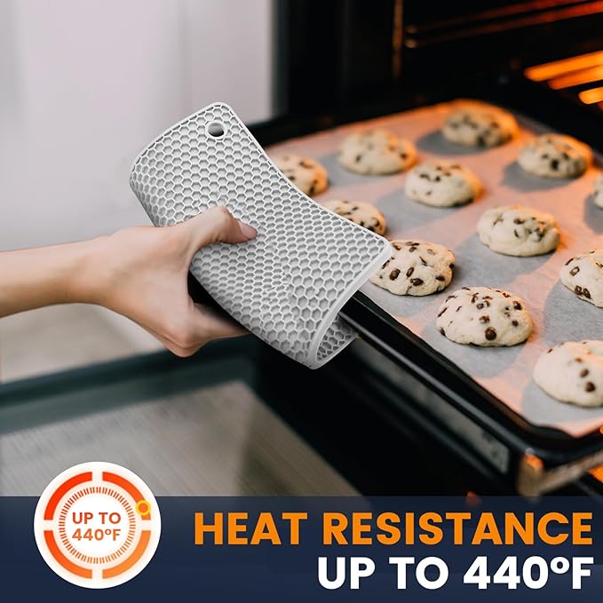 Silicone Trivet Mats 4 Heat Resistant Pot Holders Multipurpose Non-Slip Hot Pads for Kitchen Potholders, Drying mat, Jar Opener, Spoon Holder, Coaster.(Light Grey)