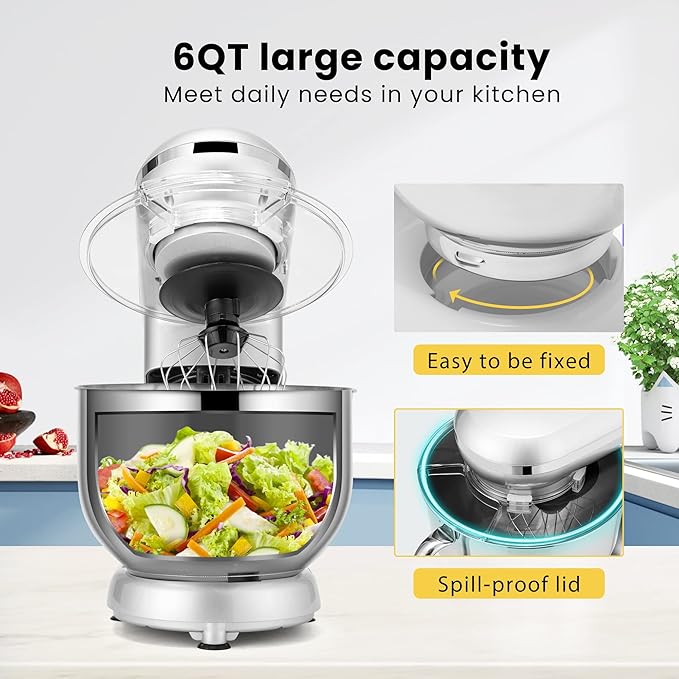 VIVOHOME 4.75 Quart Stand Mixer, 8 Speed Kitchen Electric Food Mixer with VIVOHOME Stand Mixer, 660W 10 Speed 6 Quart Tilt-Head Kitchen Electric Food Mixer