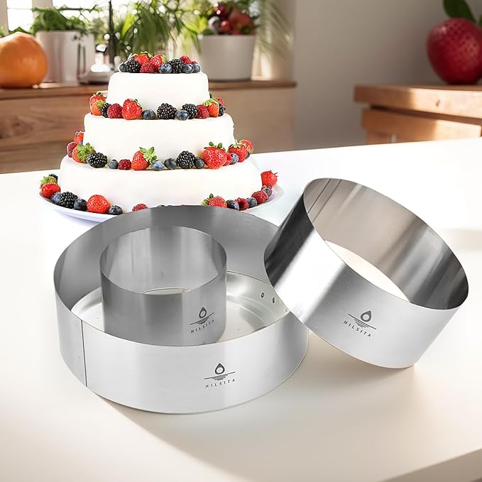 3Pcs Cake Molds for Baking, Stainless Steel Mousse Cake Rings, Mousse Ring Mold Round for Bakeware Tools-4/6/8in (2.36''H)