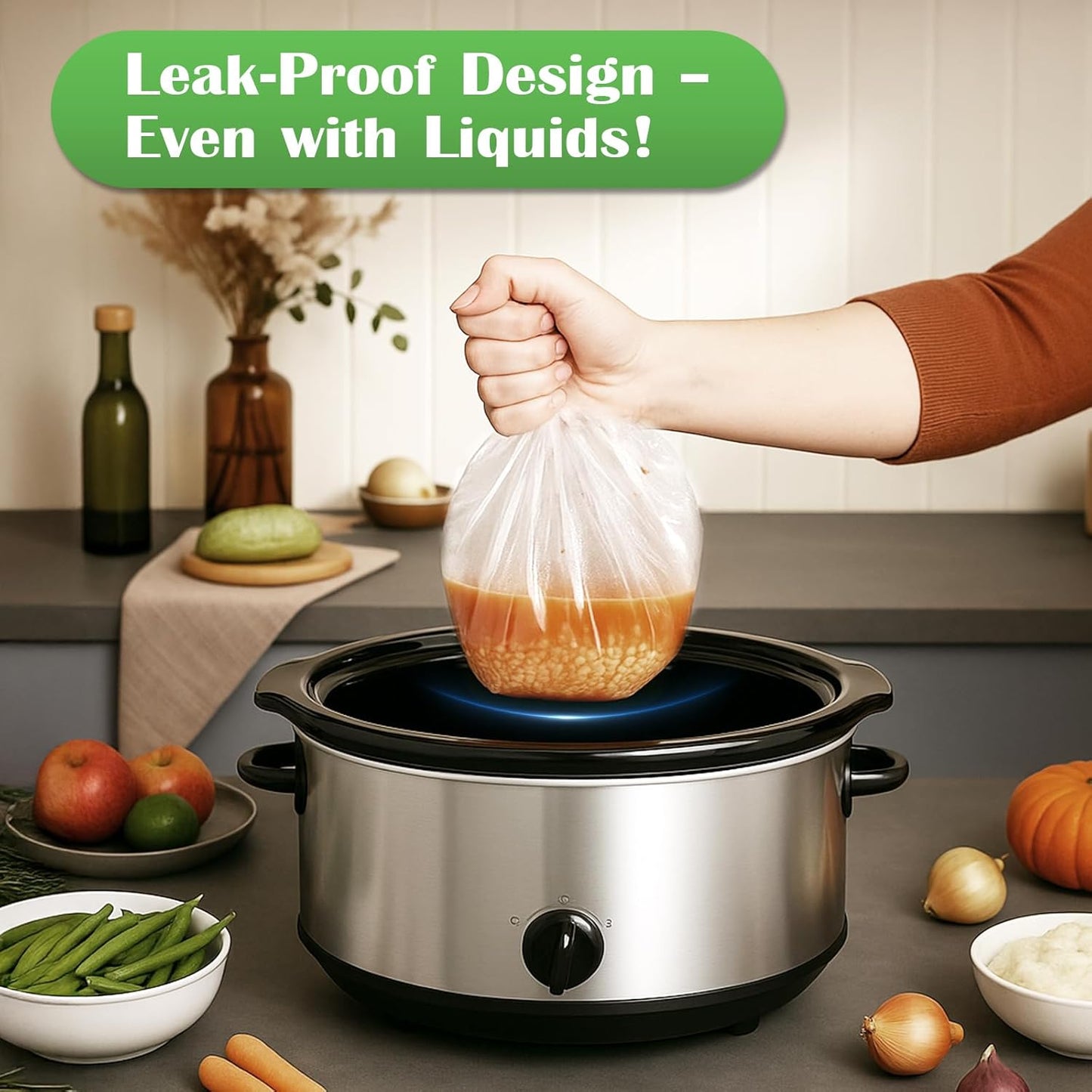 Slow Cooker Liners 3-8 Quarts Disposable Pot Liners 13"x21" Mess-Free Cooking & BPA Free Cooking Bags Suitable for Oval & Round Pots High-Temperature Resistant Liners(40 Liners)