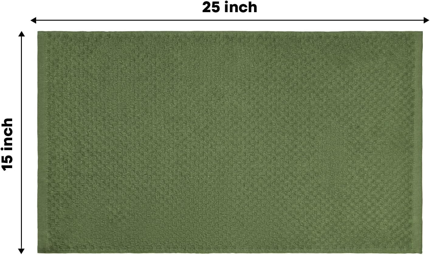 Artoid Mode Ring Spun Cotton Green Kitchen Dish Towels, 15x25 Inch Ultra Soft Absorbent Quick Drying Household Cleaning Tea Towels Bar Towels Set of 6