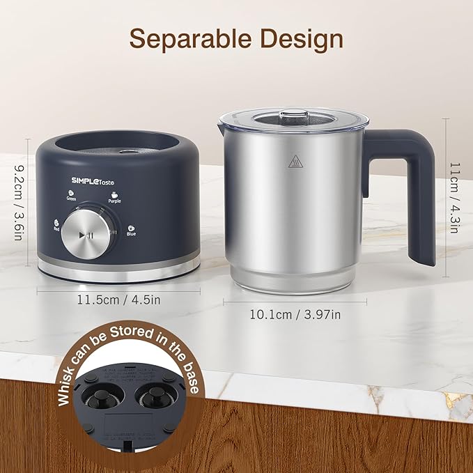 SIMPLETASTE Milk Frother, 4 in 1 Electric Milk Steamer, 16.91oz/500ml Automatic Warm and Cold Foam Frother for Coffee, Latte, Macchiato, Cappuccino, Hot Chocolate, Easy to Clean