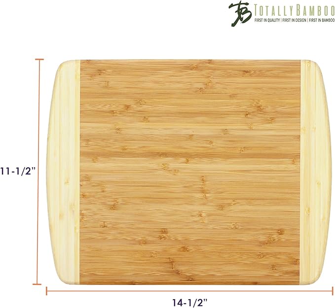 Totally Bamboo Kauai Cutting Board – Durable Bamboo Wood Chopping Board for Kitchen Prep, Serving, and Charcuterie, Knife-Friendly and Easy to Clean, 14.5 x 11.5 Inches