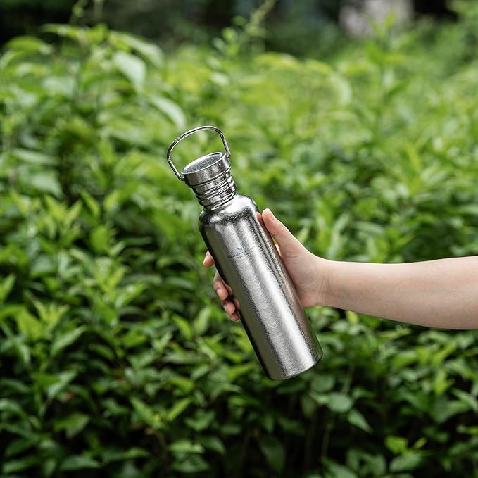 Boundless Voyage Titanium Water Bottle with Lid Wide Mouth Leak-Proof Reusable Sport Drinking Bottle for Camping Hiking Picnic Climbing Running Tea Coffee (750ml-glossy)