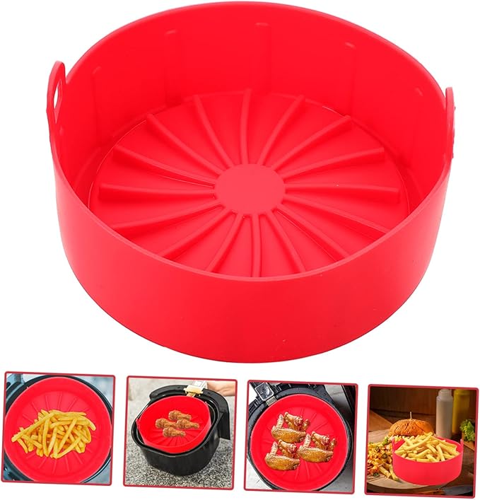 Air Fryer Silicone Liners Pan Liner Air Fryer Accessory Easy to Remove Non-stick Red