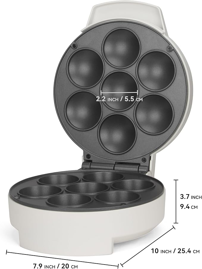 SugarWhisk Mini Cupcake Maker Machine, Make 7 X 2.2 Inch Cupcakes Baking for Kids, Muffin Maker Machine, Baking Gadgets, Housewares Breakfast Maker, Non-stick, White