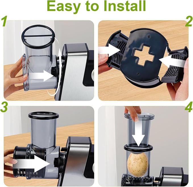 Upgraded 300W Electric Cheese Grater with 7 Stainless Steel Blades, Cheese Shredder Electric for Slicing, Shredding & Grinding Vegetables, Fruits and Nuts,Easy One-Touch Control