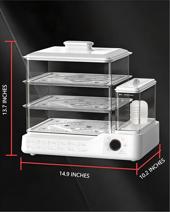 Zuhuachi 24L Electric Steamer, Three-Layer Food Steamer, Stainless Steel Steamer With Detachable Water Tank, 800w Large Capacity Breakfast Machine With Timer, Suitable For Families And Gatherings