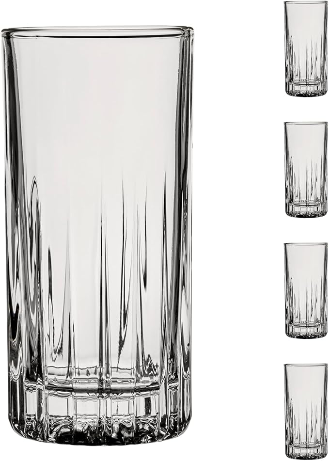 Ocean by Anchor Hocking Present Glassware Traze Highball Glasses (4-Pieces), 12-ounce, Dishwasher Safe