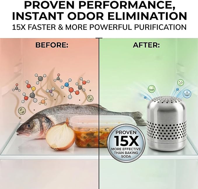 Refrigerator Deodorizer Odor Eliminator | Fridge Deodorizer – Lasts 10 Years, Long-Lasting Odor Eliminator - More Effective Than Baking Soda, Charcoal Bags (1 Pcs)