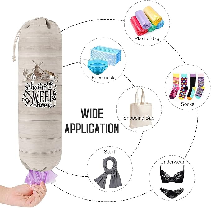 Home Sweet Home, Grocery Bags Holder Organizer for Shopping Bags,Wall Mount Plastic Bags Storage Container Dispensers, Gift for Women Mother Grandmother Friend