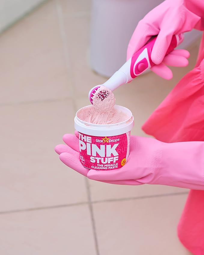 Stardrops - The Pink Stuff - The Miracle Scrubber Kit - 2 Tubs of The Miracle Cleaning Paste With Electric Scrubber Tool and 4 Cleaning Brush Heads, 6 Piece Set