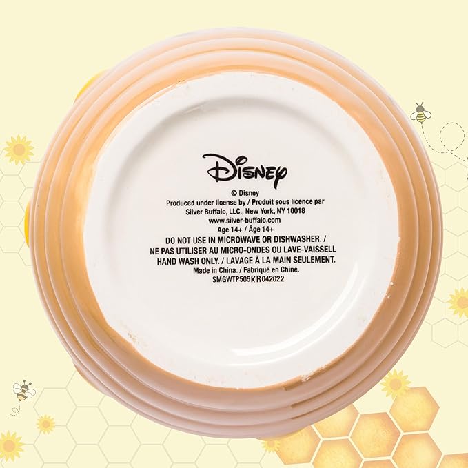 Silver Buffalo Disney Winnie the Pooh Honey "Hunny" Pot Sculpted 3D Hand Painted Ceramic Snack Cookie Jar (Small)