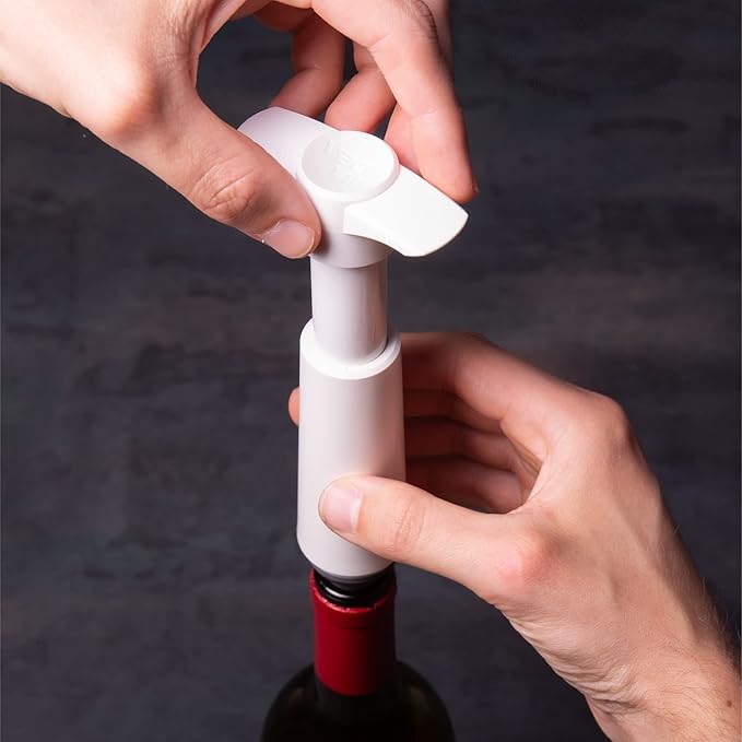 Vacu Vin Original Wine Saver with 2 Vacuum Bottle Stoppers – Wine Preserver Pump for Red or White Wine – Manual Air Remover System – Airtight Seal – Keep Wine Fresh Longer – White