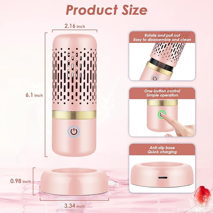Cudinham Fruit and Vegetable Purifier Cleaner Washing Machine Upgraded Capsule Shape Disinfection OH-ion Purification Technology for Cleaning Veggie Grains Rice Meat Seafood, Pink
