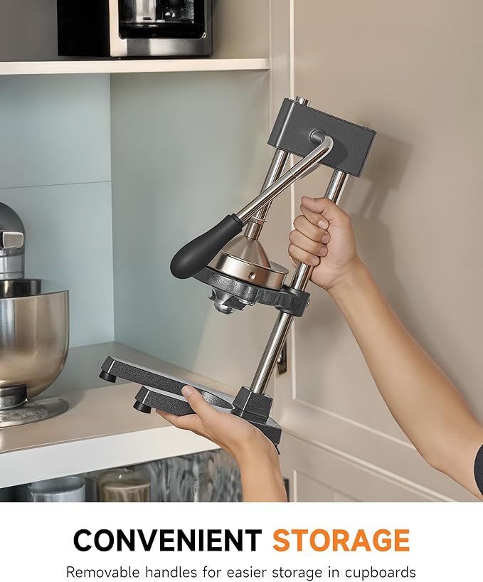 CO-Z Manual Citrus Juicer, Heavy-Duty Manual Juicer with Conical & Flat Pressure Plates, Professional Lemon Squeezer for Orange Pom Lime Lemon Juice, Dishwasher Safe Orange Juice Press, Gray