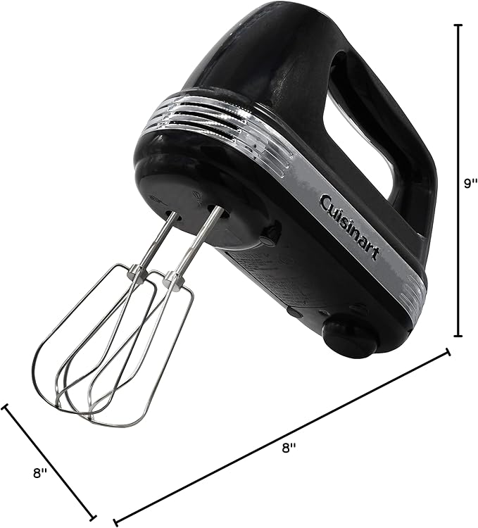Cuisinart Power Advantage Plus 9-Speed Hand Mixer, 220W-Motor Hand Blender Electric Mixer with 9 Speed Settings, XL Dishwasher-Safe Beaters, 3 Low Mixing Speeds, Storage Case, Black