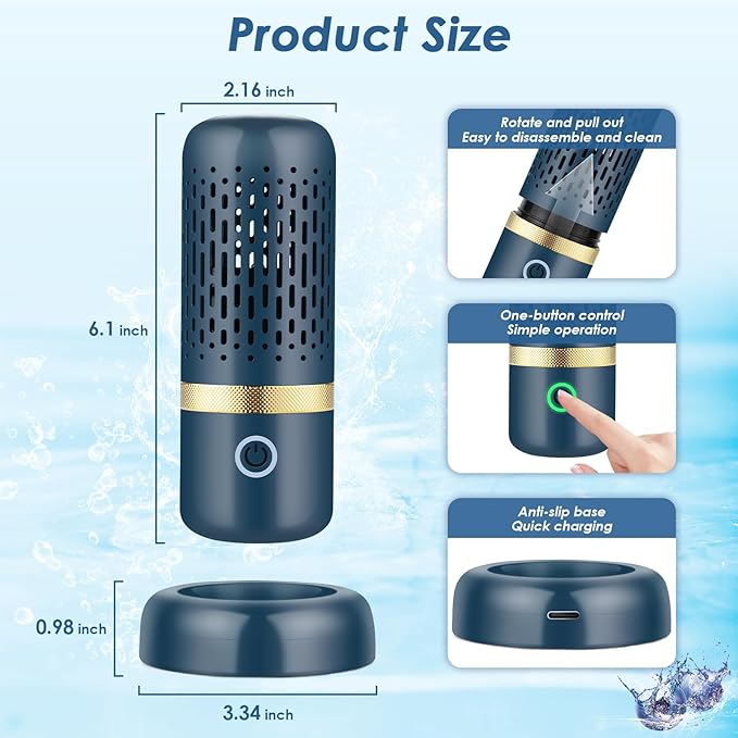 Cudinham Fruit and Vegetable Purifier Cleaner Washing Machine Upgraded Capsule Shape Disinfection OH-ion Purification Technology for Cleaning Veggie Grains Rice Meat Seafood, Blue Ocean