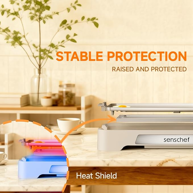 Cleansnap Everyday Electric Griddle, Great Gift for Family Feasts - 20” Nonstick Grill with Foldable Anti-Mess Shield, Rapid 1700W Hea & PPG Ceramic Coating, Dishwasher Safe, Vanilla Cream