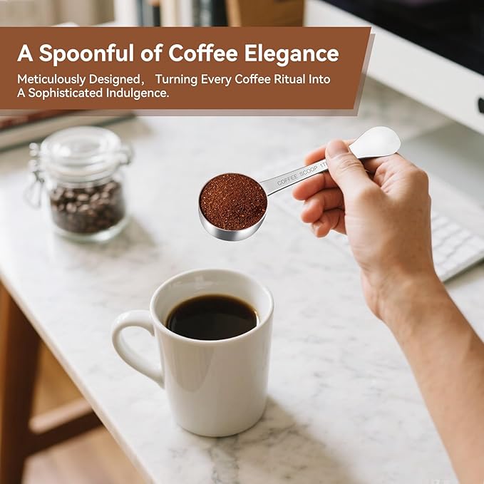 2PCS Coffee Scoop(1TBSP | 3TSP | 15ML), Stainless Steel Measuring Spoon, Food Grade Scooper for Ground Coffee, Bean, Powder, Espresso