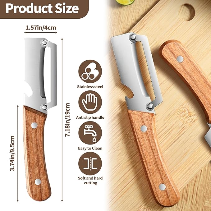 Multi-Functional Vegetable Peeler for Kitchen with Wooden Handle and Bottle Opene, Non-Slip Ergonomic Handles, Stainless Steel Blade Kitchen Tool for Vegetables or Fruits that Need to Be Peeled