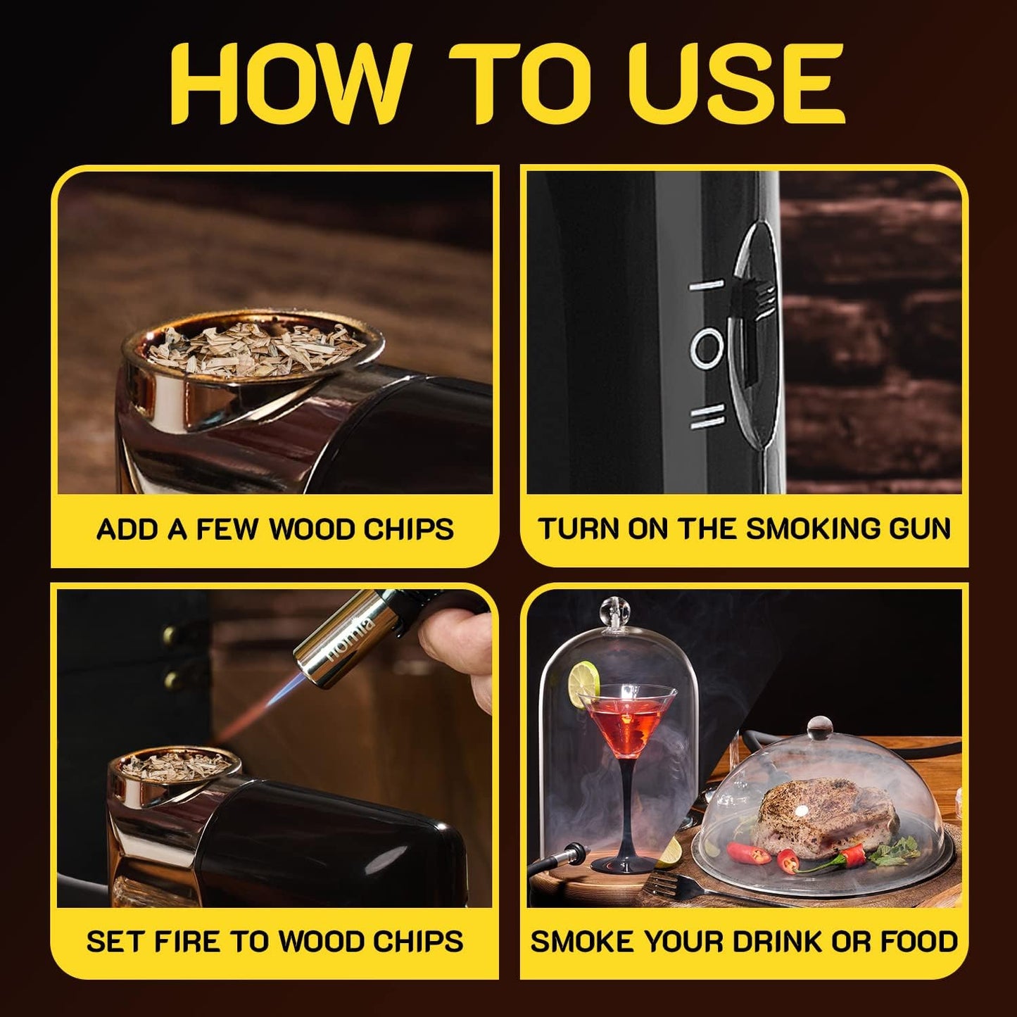 Cocktail Smoker Kit - Whiskey Smoker Kit - Smoke Infuser - Universal Kit, 14 PCS, Smoker Machine with Accessories and Wood Chips - Indoor Smoker - Gift for Men