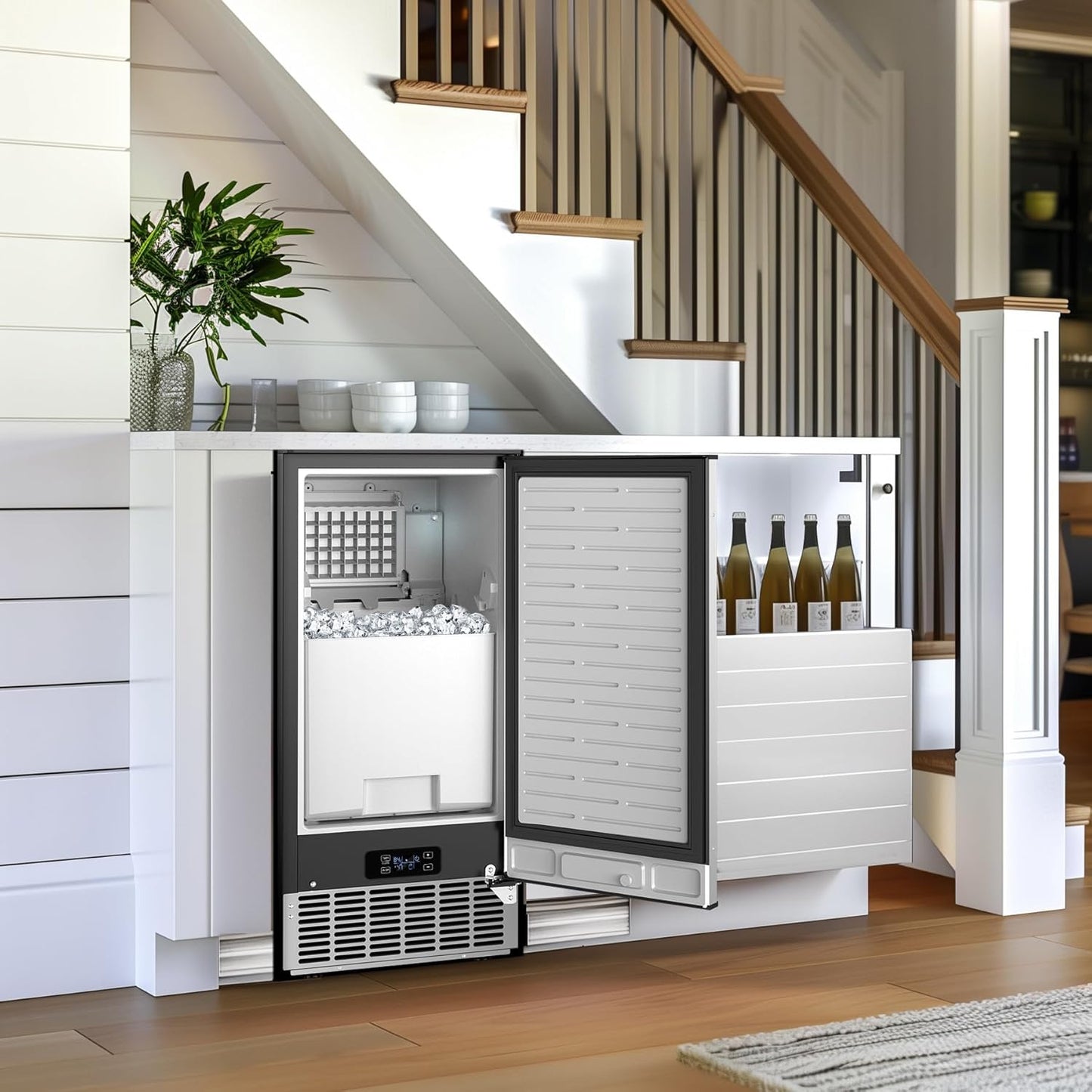 Under Counter Ice Maker, 95Lbs/Day with 35lbs Storage Bin, 40Pcs Cubes in 10Mins, Reversible Door, Built in Ice Machine for Home Office Commercial
