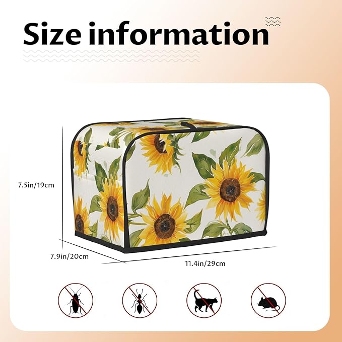 Sunflowers Toaster Cover 2 Slice, Dust-Proof, Polyester, Water Resistant