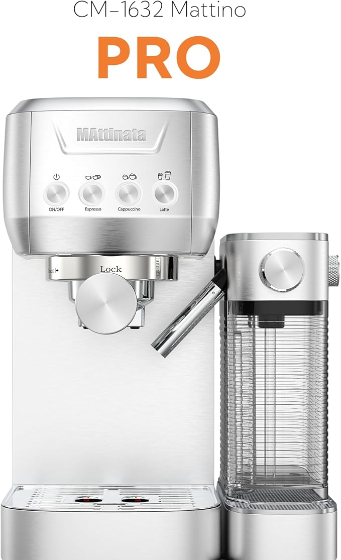 MAttinata CM1632 Cappuccino Machine 20 Bar, Professional Espresso Machines Coffee Maker for Home with Automatic Milk Frothering System, Barista Compact Latte Maker for Coffee Lovers, Stainless Steel