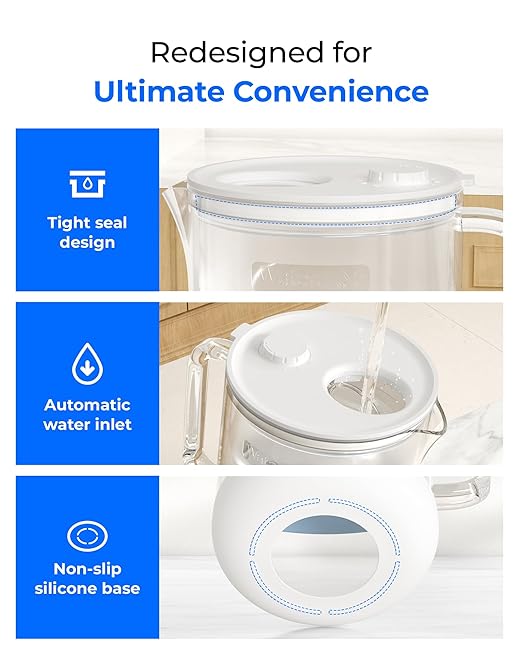 Waterdrop PT-72C-A Glass Alkaline Water Filter Pitcher, 7-Cup, Eco-Friendly, Enhances Alkaline Water, for Home & Office, Reduces PFOA/PFOS, Chlorine, Cadmium, Copper & Mercury, Clear