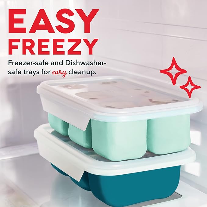 DASH Perfect Portion Silicone Freezer Trays for Ice Cubes, Soups, Sauces and More, 2 pack - Aqua & Teal