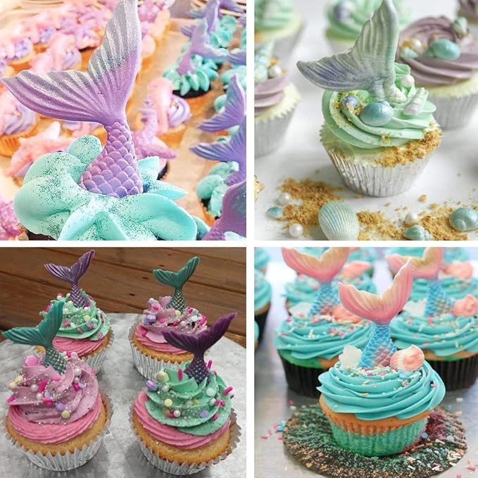 Sakolla 16 Cavity Mermaid Tails Silicone Molds, Mermaid Molds for Chocolate, Fondant, Cake Decoration, Cupcake Toppers, Resin, Soap, Candy, Gumpaste