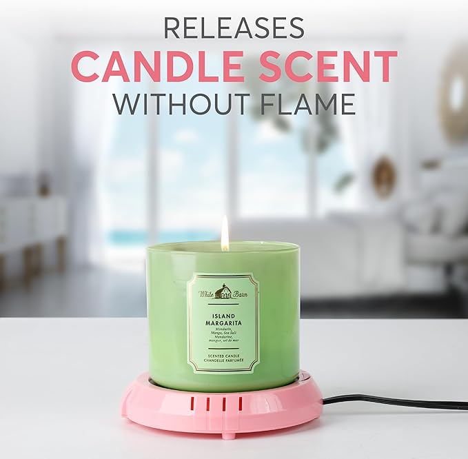 Large Candle Warmer Plate Safely Releases Scents Without a Flame - Used as Candle Jar Warmer, Coffee Warmer, Mug Warmer, Cup Warmer, Tea Warmer Desk in Your Home & Office, 1 Pack, Pink