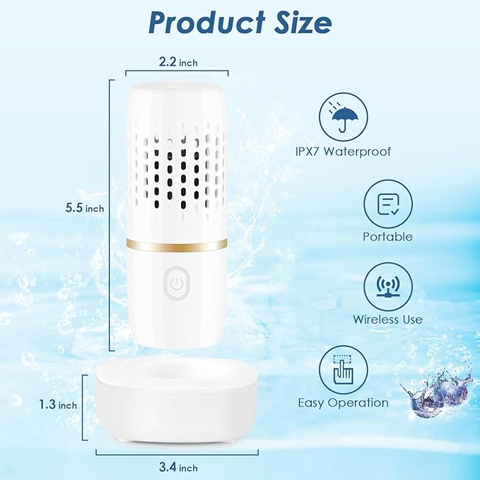 Cudinham Fruit and Vegetable Purifier Cleaner Washing Machine Capsule Shape Disinfection OH-ion Purification Technology for Cleaning Veggie Grains Rice Meat Seafood, White