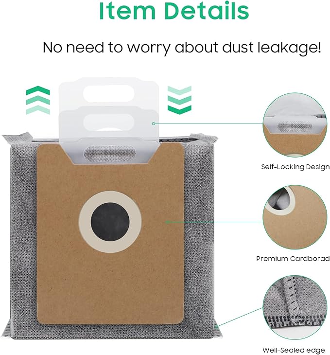 Leemone 10 PACK Dust Bags for eufy Clean G35+, G40+, G40 Hybrid+ Auto-Empty Station, eufy RoboVac Replcement Bags Accessory, 4 Layer Filtration System with Activated Carbon Fabric to Remove Odors