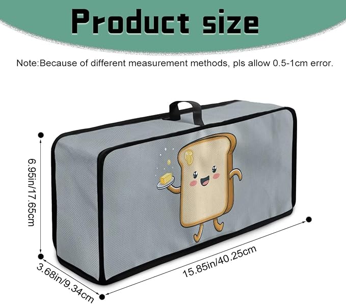 Slim Toaster 2 Slice Compact Thin Cover for 2 Slice Slim Toaster Funny Bread Pattern Easy to Fold and Carry Water-Resistant Dust Covers for Kitchen Appliances