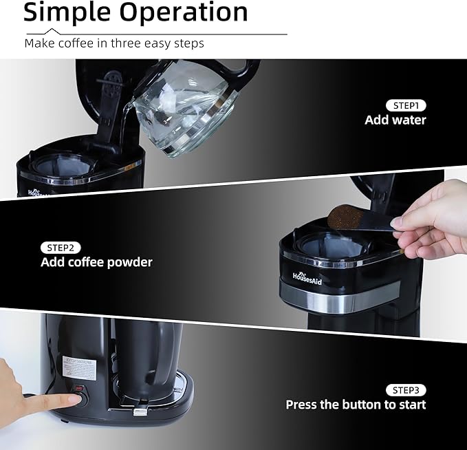 Coffee Machine,Single Serve Coffee Maker,One Cup Coffee Maker with Reusable Filter&One-touch Control Button,Portable Brewer for Camping,Travel & Home,Easy To Clean& Store,15oz/450ml