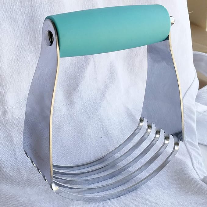 ALLTOP Pastry Blender Cutter,Stainless Steel Dough Masher for Butter, Biscuit,Baking, Kneading,Dough, Flakier and Fluffier Pie Crusts, Almond - Hand Kitchen Tool (1 Pack, Turquoise)