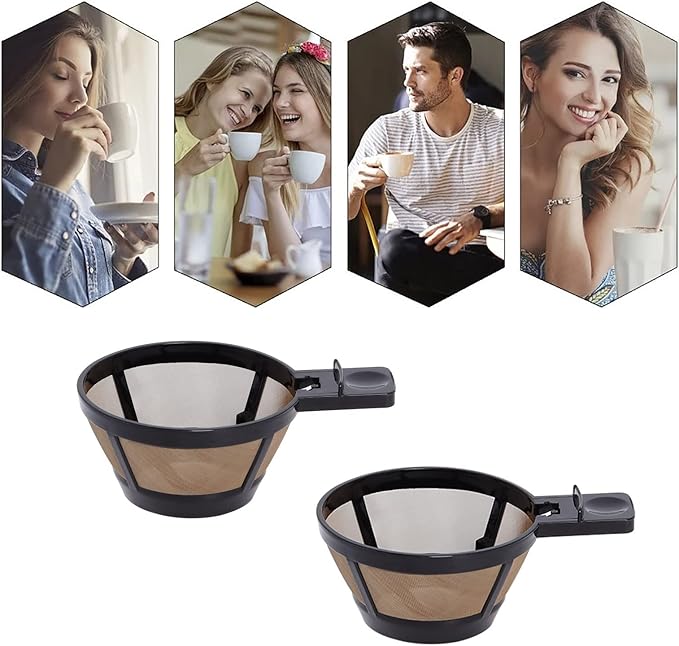 Reusable Single Serve Brew Coffee Basket Scoop,Gold Coffee Filters Replacement Compatible with Hamilton Beach 2-Way Coffee Makers 49980A, 49980Z, 47650, 49933 Accessories,Pack of 2