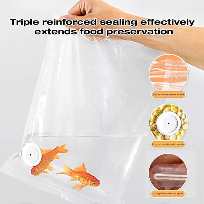 RAIN SPIRIT Reusable Vacuum Sealer Bags for Food, 40 Packs (20 Medium & 20 Small) BPA-Free Food Storage Bags, Leakproof Sous Vide Bags for Freezer, Microwave, Dishwasher Safe, Preserve Freshness