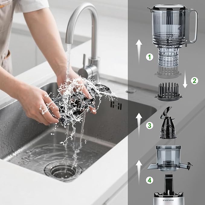 Juicer Machines, Cold Press Juicer with 5.3'' Large Feed Chute, Fit Whole Fruit and Vegetable Slow Juice Extractor Machine, 300W Masticating Juicers Easy To Clean, High Juice Yield, BPA Free