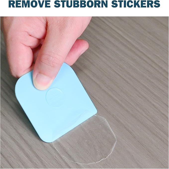 Pan Scraper, 10 Pcs Plastic, Non Scratch for Cast Iron, Pot and Pan Cleaning, Sturdy Scraper Kitchen Tool-Aqua