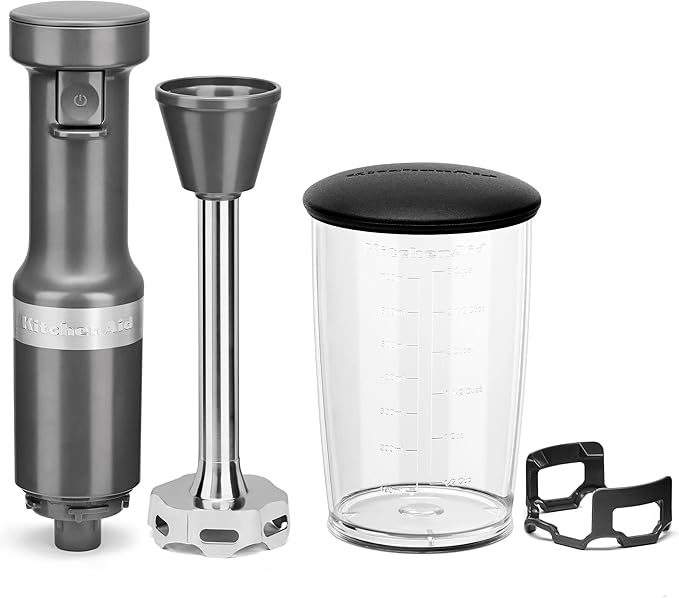 KitchenAid 5-Speed Ultra Power Hand Mixer - KHM512, Contour Silver & Variable Speed Corded Hand Blender KHBV53, Charcoal Grey