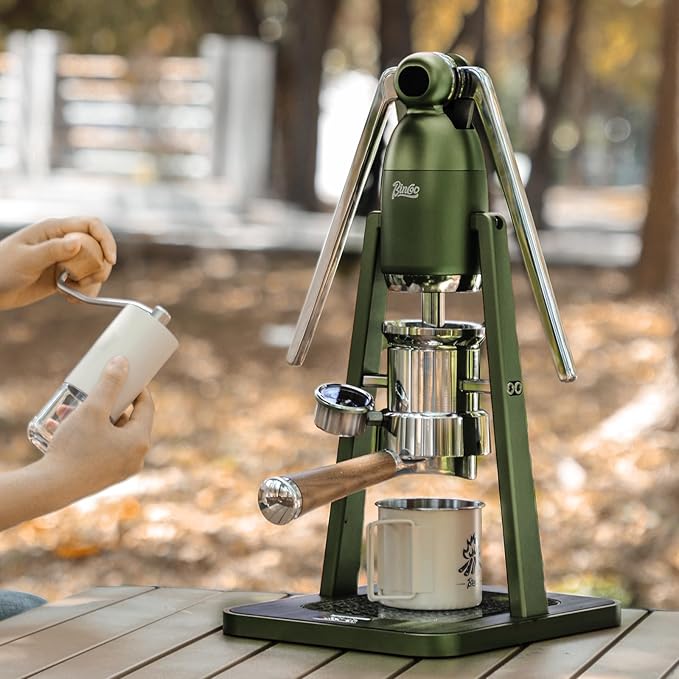 Manual Espresso Maker Set - Hand Press Espresso Machine – 12Bar Pressure Profiling, Dual-Lever Manual Coffee Maker with Pre-Infusion, Portable for Custom Espresso Shots, Stainless Steel (Green)